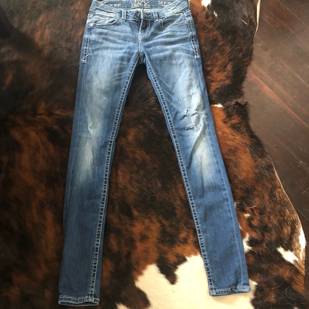 Distressed buckle black jeans! Worn once!